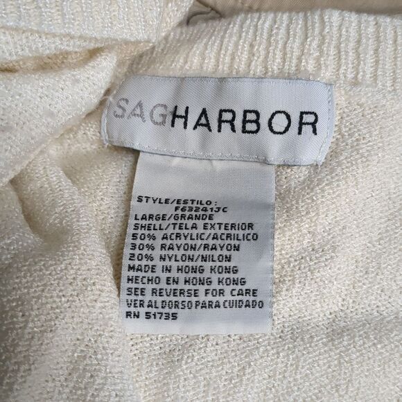 Sag Harbor Cardigan Shell Combo Striped Knit Sweater Blouse Women's Size Large - Picture 9 of 9